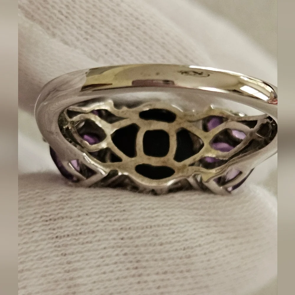 Purple Drusy African Amethyst Ring Platinum Over 925 Sterling Silver Sz 8